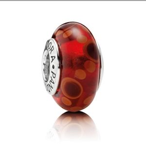 Pandora Charm Red Bubbles Murano Glass